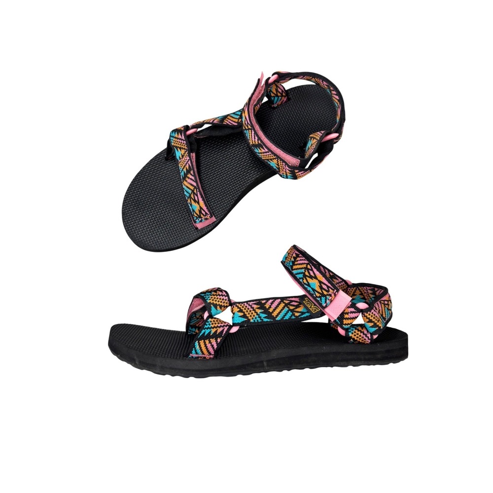 Teva Original Universal Sandals Black Pinky Multi Geometric Strappy Womens 10